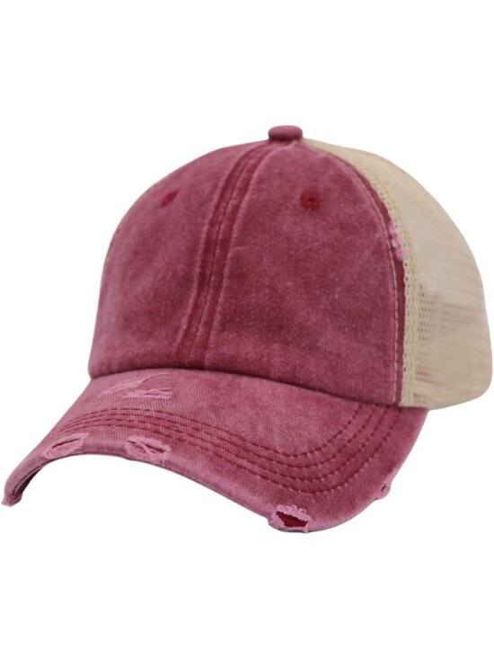 〽️Women Mesh Wine High Ponytail Baseball Cap Trucker Bad Hair Day Adjustable main image 4